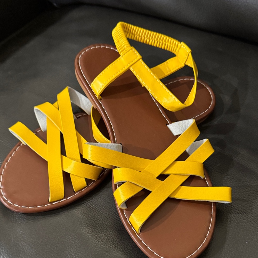 Yellow Strappy Flat Sandals